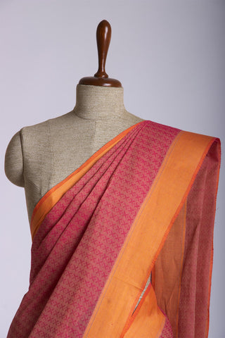 Embose Cotton Saree With Allover Buta Weaving