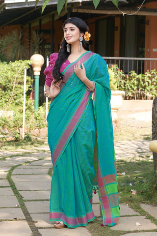 Embose Cotton Saree With All Over Buta