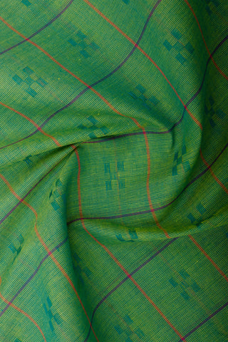 Embose Cotton Checks Saree With All Over Self Buta.