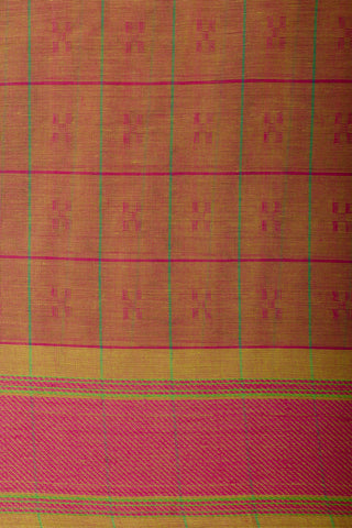 Embose Cotton Checks Saree With All Over Self Buta.