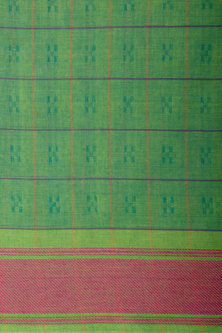 Embose Cotton Checks Saree With All Over Self Buta.