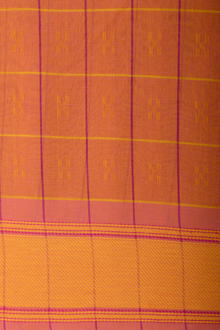 Embose Cotton Checks Saree With All Over Self Buta.