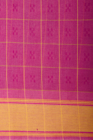 Embose Cotton Checks Saree With All Over Self Buta.