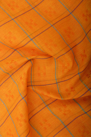 Embose Cotton Checks Saree With All Over Self Buta.