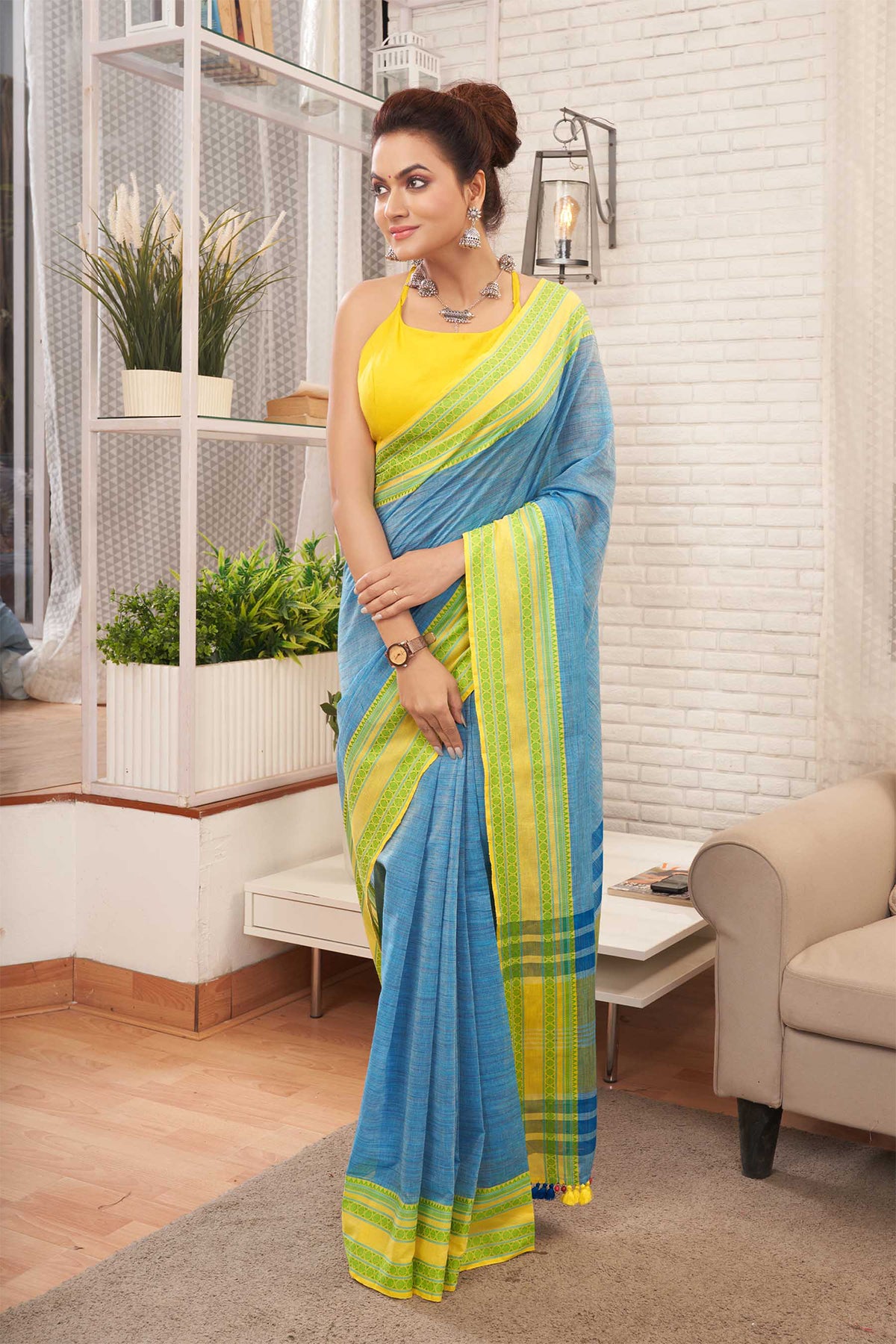 Ikkat cotton saree with texture