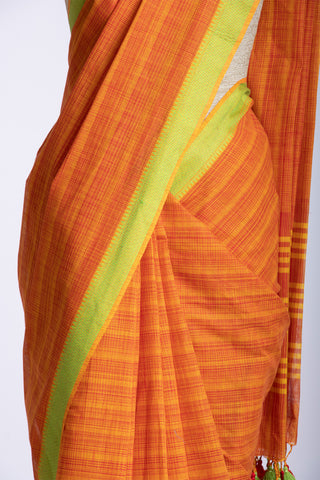 Ikkat cotton saree with  horizontal stripes