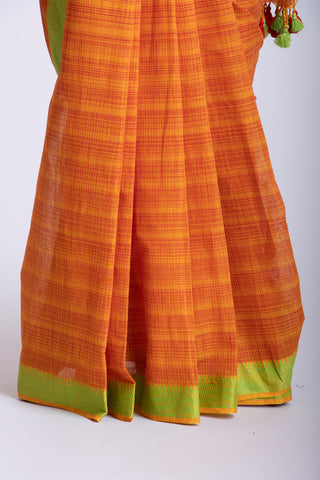 Ikkat cotton saree with  horizontal stripes