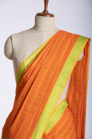 Ikkat cotton saree with  horizontal stripes