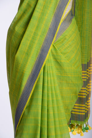 Ikkat cotton saree with  horizontal stripes