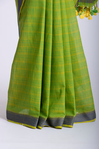 Ikkat cotton saree with  horizontal stripes