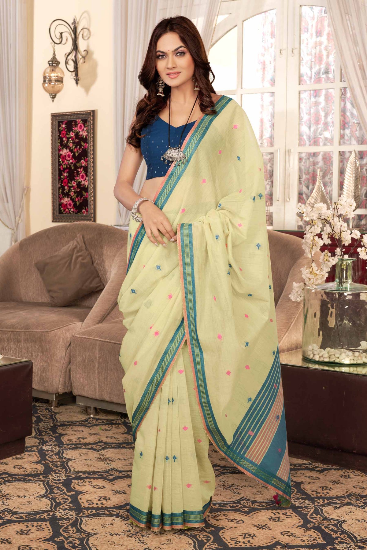 Ikkat Cotton Saree With Buta