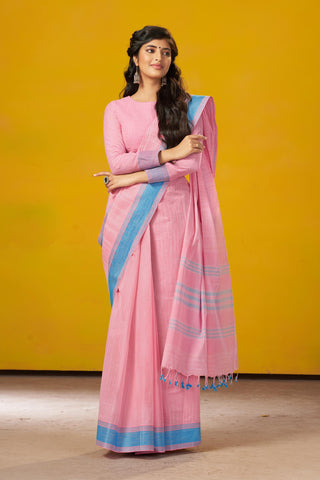 Ikkat Cotton Saree With Horizontal Stripes