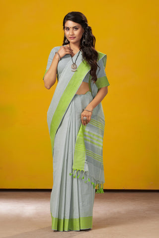 Ikkat Cotton Saree With Horizontal Stripes