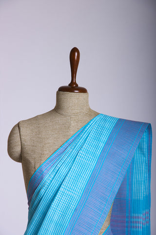 Ikkat Cotton Saree With Horizontal Stripes