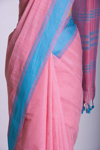 Ikkat Cotton Saree With Horizontal Stripes