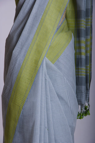 Ikkat Cotton Saree With Horizontal Stripes