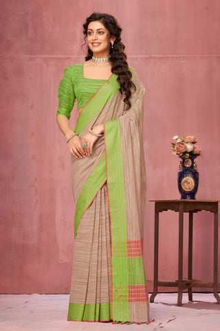 Ikkat Cotton Saree With Texture