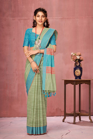 Ikkat Cotton Saree With Texture