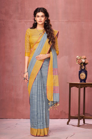 Ikkat Cotton Saree With Texture