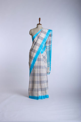 Kanchi cotton checks saree with texture