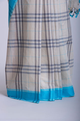 Kanchi cotton checks saree with texture