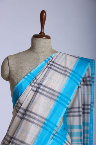 Kanchi cotton checks saree with texture