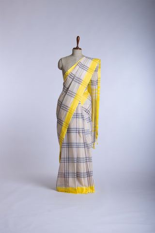 Kanchi cotton checks saree with texture