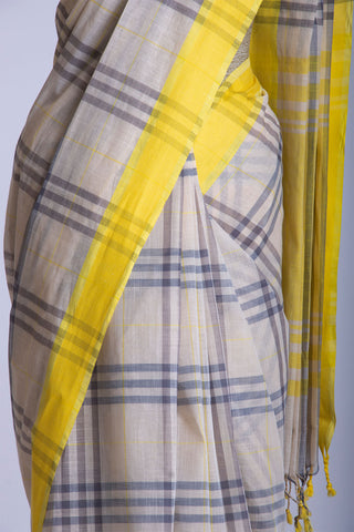 Kanchi cotton checks saree with texture