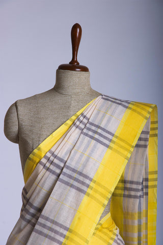 Kanchi cotton checks saree with texture