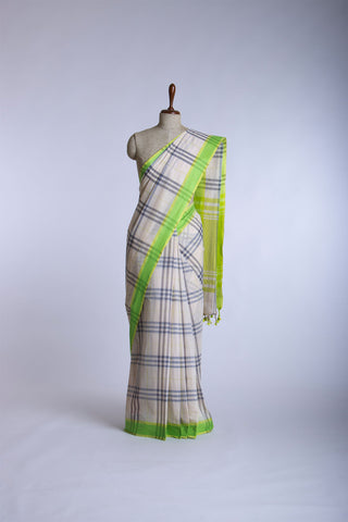 Kanchi cotton checks saree with texture