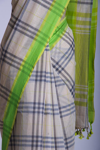 Kanchi cotton checks saree with texture