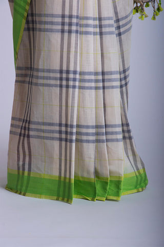 Kanchi cotton checks saree with texture