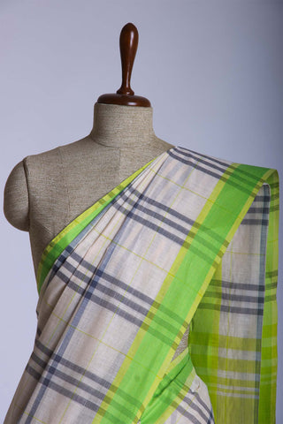 Kanchi cotton checks saree with texture