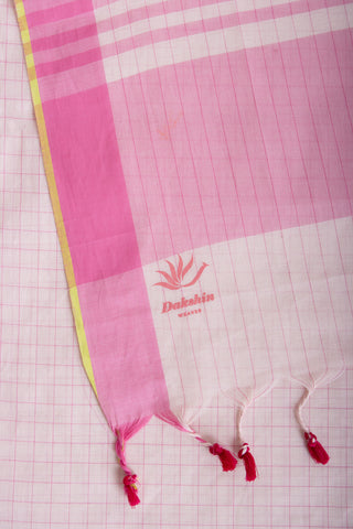 Kanchi Cotton Checks Printed Saree With Texture.