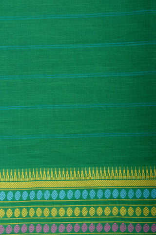 Kanchi Cotton Weaving Border Saree With Stripes Print.