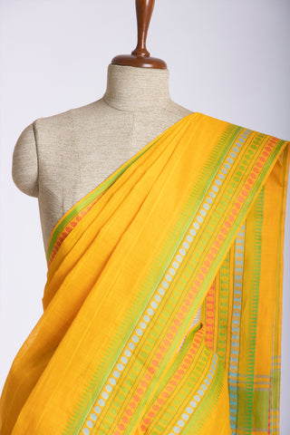 Kanchi Cotton Weaving Border Saree With Stripes Print.