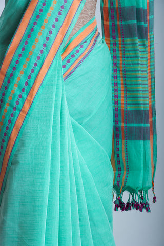 Kanchi cotton plain saree with texture