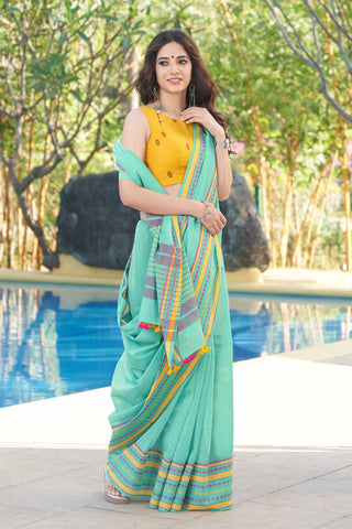 Kanchi cotton plain saree with texture