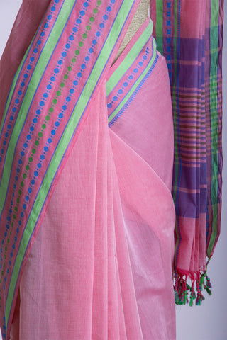 Kanchi cotton plain saree with texture