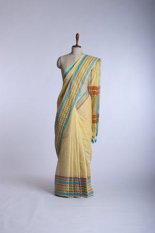 Kanchi cotton plain saree with texture