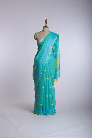 Kanchi cotton saree with small checks and butties