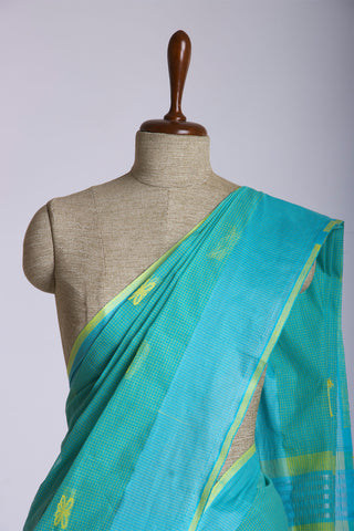 Kanchi cotton saree with small checks and butties