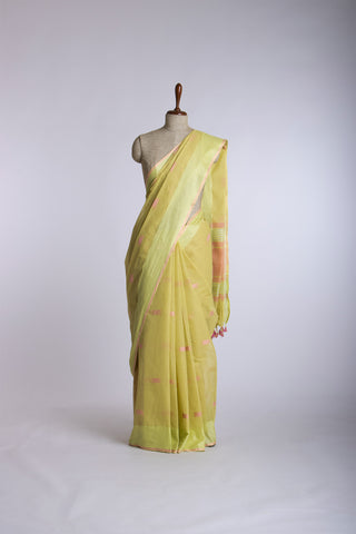 Kanchi cotton saree with small checks and butties