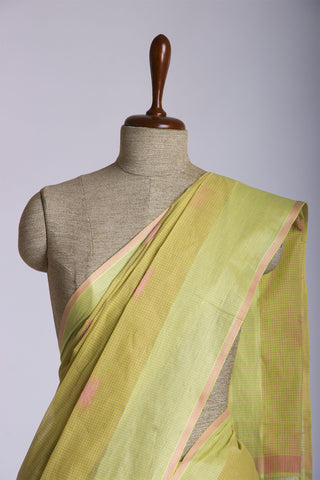 Kanchi cotton saree with small checks and butties