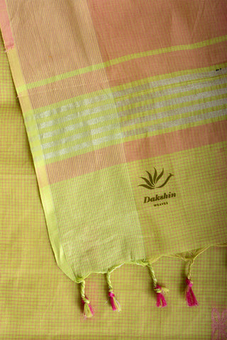 Kanchi cotton saree with small checks and butties