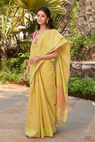 Kanchi cotton saree with small checks and butties