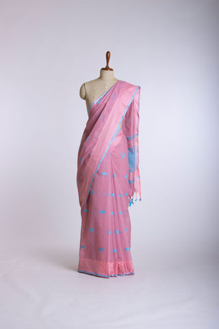 Kanchi cotton saree with small checks and butties