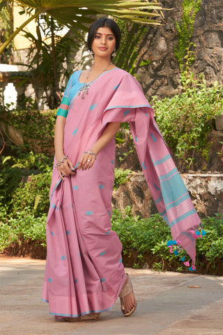 Kanchi cotton saree with small checks and butties