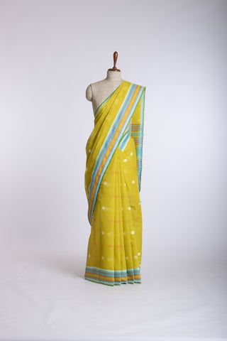 Kanchi cotton butta weaving saree with texture