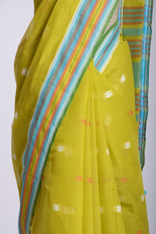 Kanchi cotton butta weaving saree with texture